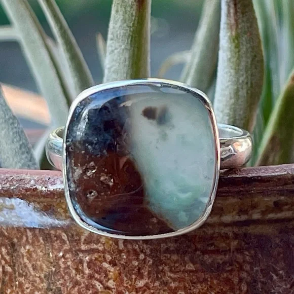 Natural Aqua Chrysoprase Sterling Silver Ring | sz 10 - Picture 1 of 7